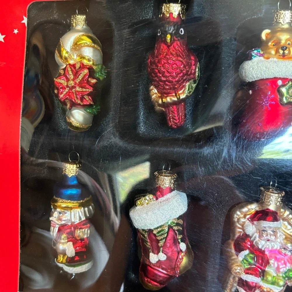 Macy's Holiday Lane Colorful Glass Ornaments Mini Molds Figures Set of 12